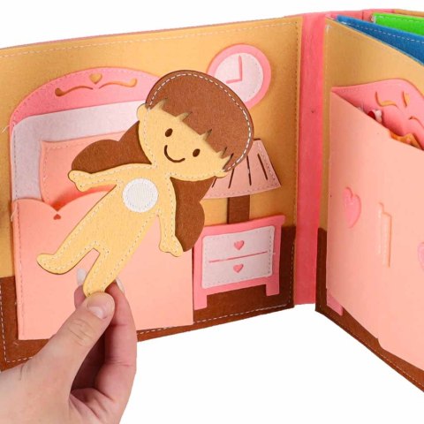 KSIĄŻECZKA EDUKACYJNA SENSORYCZNA FILCOWA 3D MANIPULACYJNA RUCHOME EL. DOM