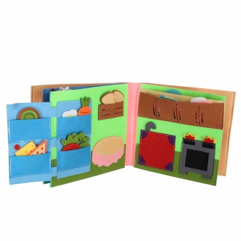 KSIĄŻECZKA EDUKACYJNA SENSORYCZNA FILCOWA 3D MANIPULACYJNA RUCHOME EL. DOM