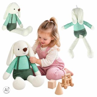 DUŻA MASKOTKA PLUSZAK PRZYTULANKA KRÓLIK 70 CM ZIELONE SPODENKI MIĘKKI