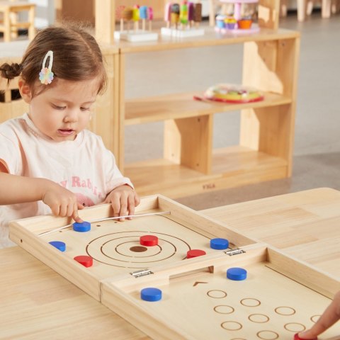 VIGA Drewniana gra zręcznościowa 4w1 Hokej stołowy Curling Bowling Ludo