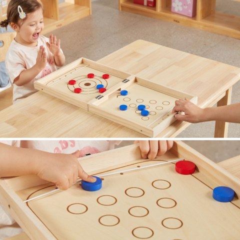 VIGA Drewniana gra zręcznościowa 4w1 Hokej stołowy Curling Bowling Ludo