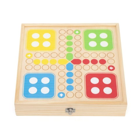 VIGA Drewniana gra zręcznościowa 4w1 Hokej stołowy Curling Bowling Ludo