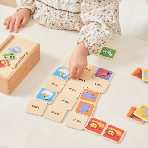 Viga Drewniana Gra Pamięciowa Memo Zwierzątka Edukacyjna Dzieci 3+