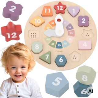 Viga Drewniany Zegar Sorter Kształtów Edukacyjny 18m+