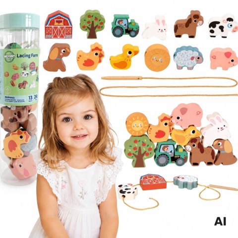 WOOPIE GREEN Drewniana Nawlekanka Farma 13 el.