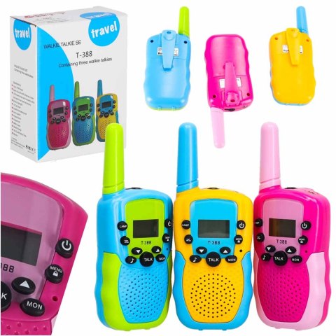 WALKIE TALKIE KRÓTKOFALÓWKI DLA DZIECI ZESTAW 3 SZTUKI ZASIĘG DO 3KM KOLORY