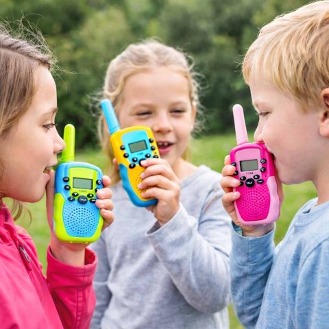 WALKIE TALKIE KRÓTKOFALÓWKI DLA DZIECI ZESTAW 3 SZTUKI ZASIĘG DO 3KM KOLORY