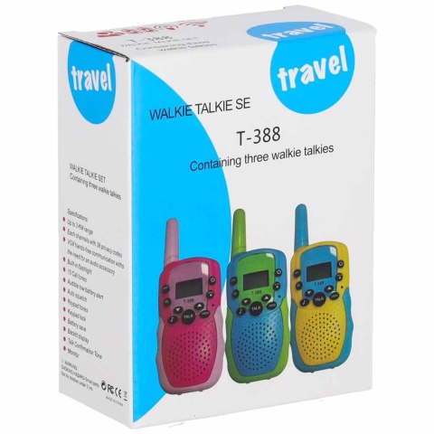WALKIE TALKIE KRÓTKOFALÓWKI DLA DZIECI ZESTAW 3 SZTUKI ZASIĘG DO 3KM KOLORY