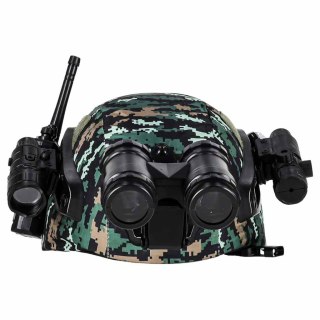 ZESTAW ŻOŁNIERZA MILITARNY DLA DZIECI HEŁM WALKIE TALKIE LORNETKA LATARKA