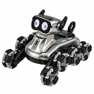Pies Robot Zdalnie Sterowany RC 8 Kół Tryb Demo Sztuczki Srebrny