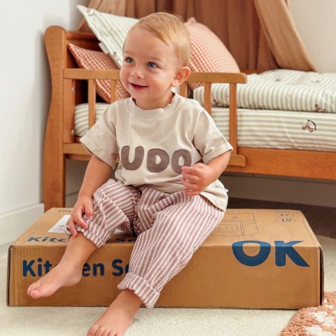 TOOKY TOY Drewniana Beżowa Kuchnia z Akcesoriami