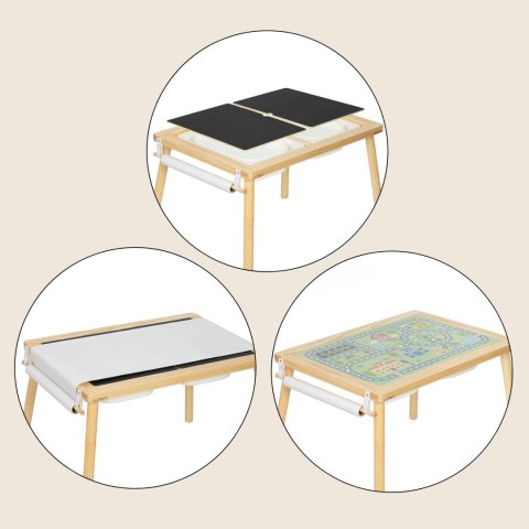 WOOPIE GREEN Drewniany Stolik Aktywności 3w1 Montessori Pojemniki Mapa Miasta Papier Rysunkowy