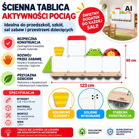 TABLICE EDUKACYJNE SUCHOŚCIERALNE MAGNETYCZNE VIGA POCIĄG ZWIERZĄTKA FSC
