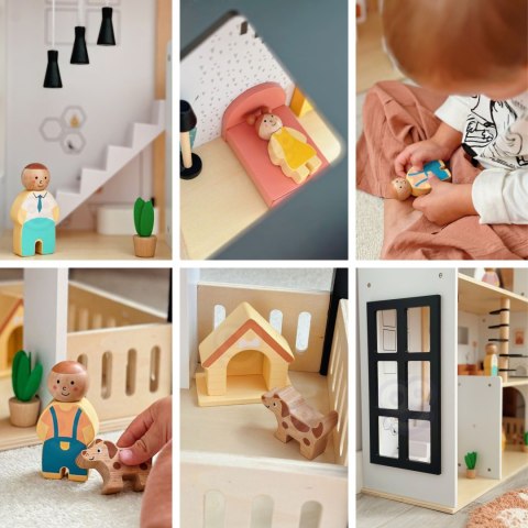 TOOKY TOY Drewniana Rezydencja dla Lalek 25 Elementów