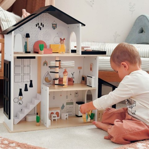 TOOKY TOY Drewniana Rezydencja dla Lalek 25 Elementów