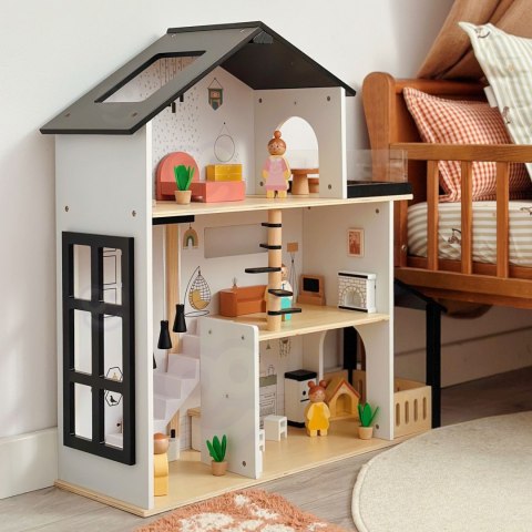 TOOKY TOY Drewniana Rezydencja dla Lalek 25 Elementów