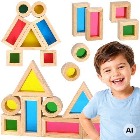 TOOKY TOY Drewniane Kolorowe Klocki Lustrzane Zestaw 8 el. FSC