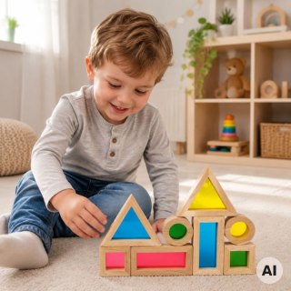 TOOKY TOY Drewniane Kolorowe Klocki Lustrzane Zestaw 8 el. FSC