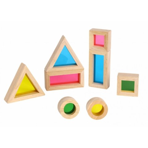 TOOKY TOY Drewniane Kolorowe Klocki Lustrzane Zestaw 8 el. FSC