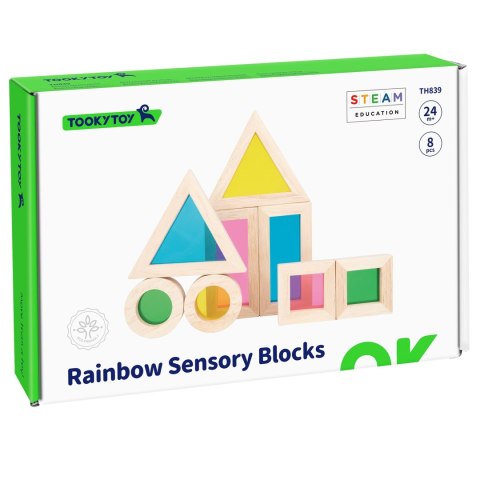 TOOKY TOY Drewniane Kolorowe Klocki Lustrzane Zestaw 8 el. FSC