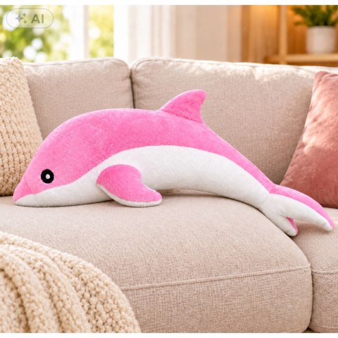 DUŻY PLUSZOWY DELFIN RÓŻOWY 70CM MASKOTKA PRZYTULANKA PLUSZAK