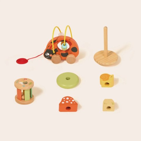 TOOKY TOY Zestaw Edukacyjny 3w1 Piramidka Pętka Motoryczna Ciągacz Montessori