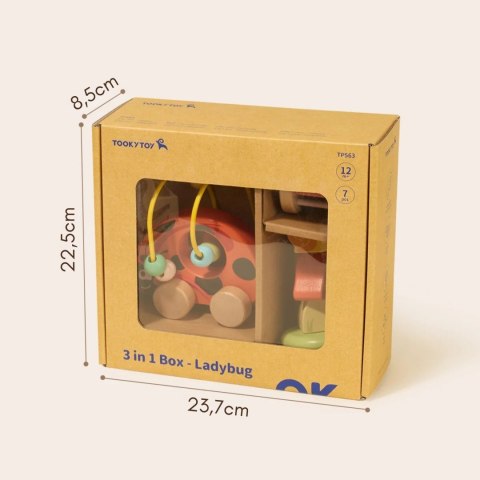 TOOKY TOY Zestaw Edukacyjny 3w1 Piramidka Pętka Motoryczna Ciągacz Montessori