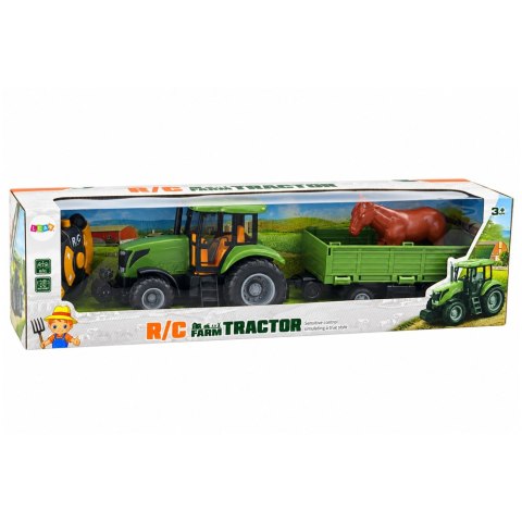 TRAKTOR ZDALNIE STEROWANY Z PRZYCZEPĄ I KONIEM CIĄGNIK RC 48CM PILOT 2.4G