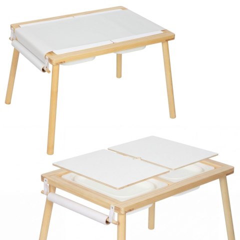 WOOPIE GREEN Drewniany Stolik Aktywności 3w1 Montessori Pojemniki Mapa Miasta Papier Rysunkowy