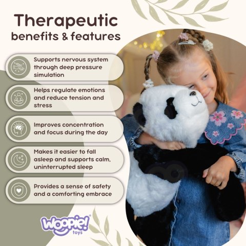 WOOPIE Pluszak Obciążeniowy Panda Antystresowy Sensoryczny Ciężkomiś Przytulanka 65cm 1,5 kg