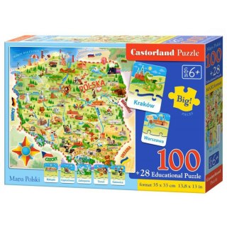 PUZZLE EDUKACYJNE MAPA POLSKI 100 EL. + MIASTA