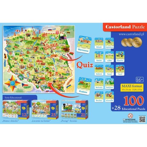 PUZZLE EDUKACYJNE MAPA POLSKI 100 EL. + MIASTA