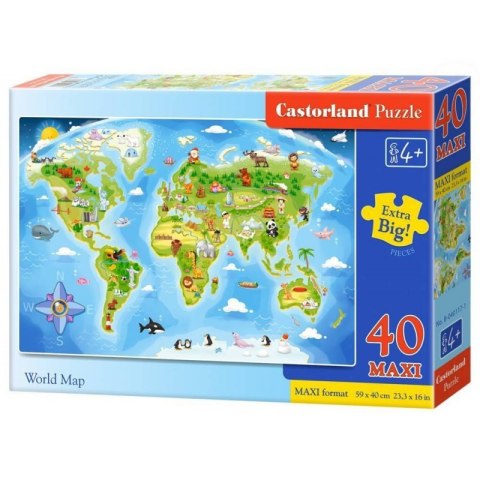 PUZZLE MAXI MAPA ŚWIATA 40 DUŻYCH ELEMENTÓW CASTORLAND