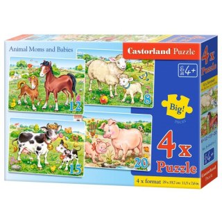 PUZZLE 4W1 ANIMALS MOMS&BABIES ZWIERZĘTA 4UKŁADANKI