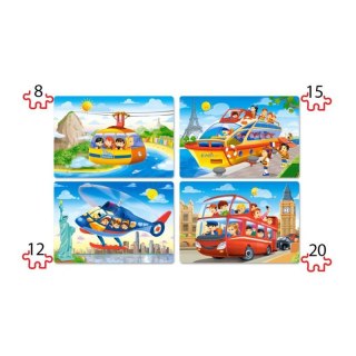 PUZZLE 4W1 TRAVEL THE WORLD PODRÓŻE 4 UKŁADANKI