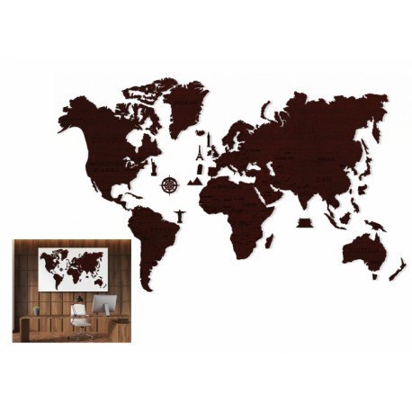 Drewniane puzzle 3d wooden.city - mapa świata xl dark oak Drewniane puzzle 3d wooden.city - mapa świata xl dark oak