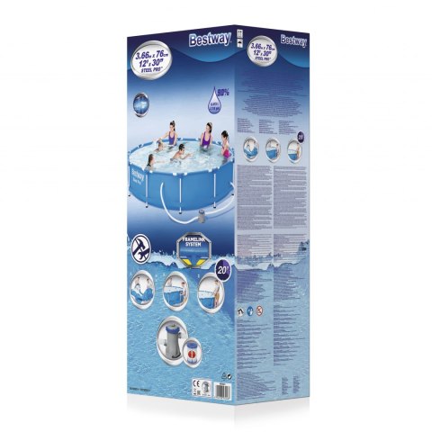 Bestway 56681 BASEN STELAŻOWY STEEL PRO Z POMPĄ FILTRACYJNĄ 3.66M X 0.76M Bestway 56681 BASEN STELAŻOWY STEEL PRO Z POMPĄ FILTRACYJNĄ 3.66M X 0.76M