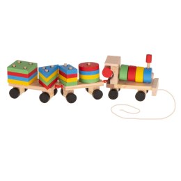 Kolejka pociąg lokomotywa klocki drewniane sorter układanka zręcznościowa 30cm