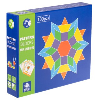 Puzzle drewniane układanka montessori kolorowa mozaika kształty 155 elementów