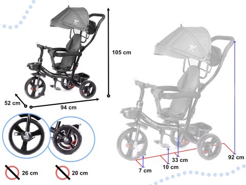 ROWEREK TRÓJKOŁOWY PCHACZ JEŹDZIK WÓZEK TRIKE FIX LITE 3W1 OBRACANY 360 WOLNE KOŁO