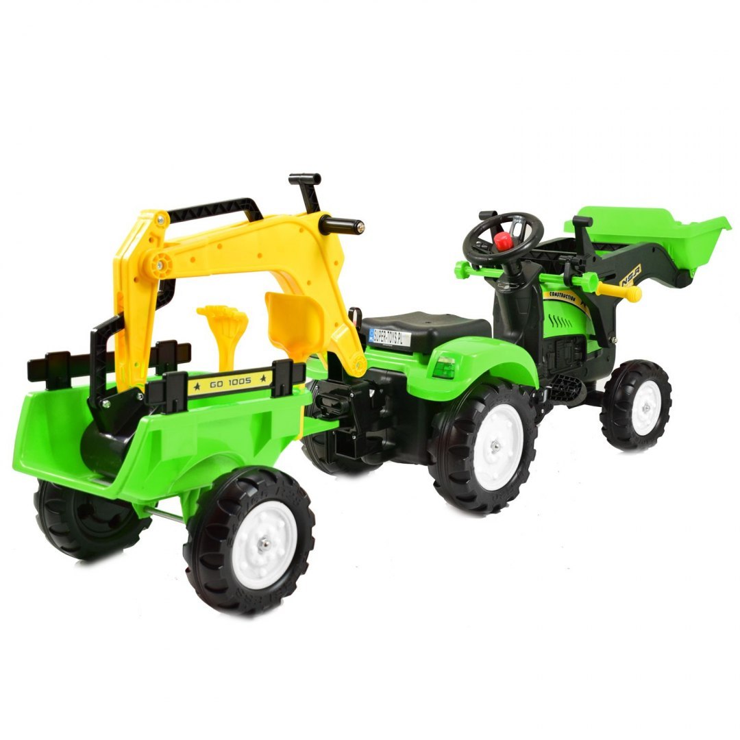 TRAKTOR NA PEDAŁY Z PRZYCZEPĄ, ŁYŻKĄ I KOPARKĄ/ TR3009 TRAKTOR NA PEDAŁY Z PRZYCZEPĄ, ŁYŻKĄ I KOPARKĄ/ TR3009