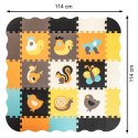 Puzzle piankowe mata kojec dla dzieci 25 elementów kolorowe zwierzątka 114cm x 114cm x 1cm