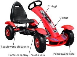 Duży Gokart na pedały Pompowane Koła do 50kg Hamulec