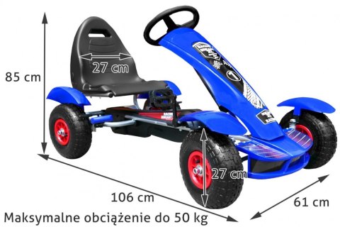Duży Gokart na pedały Pompowane Koła do 50kg Hamulec Duży Gokart na pedały Pompowane Koła do 50kg Hamulec