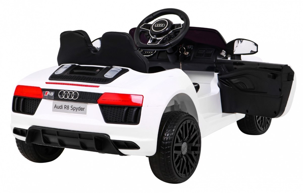 Audi R8 na akumulator dla dzieci Biały + Pilot + EVA + Wolny Start + MP3 LED Audi R8 na akumulator dla dzieci Biały + Pilot + EVA + Wolny Start + MP3 LED