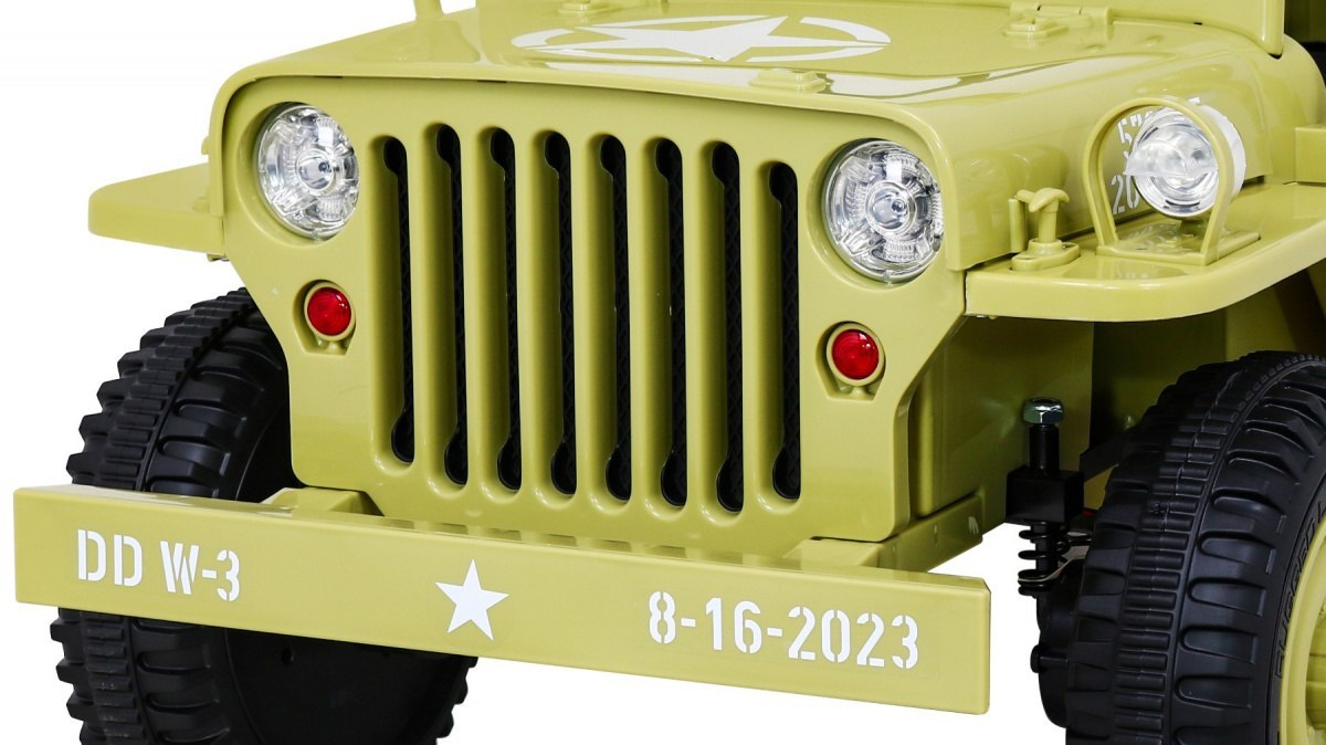 Auto na akumulator Retro Wojskowy 4x4 EVA Pilot MP3 LED Auto na akumulator Retro Wojskowy 4x4 EVA Pilot MP3 LED