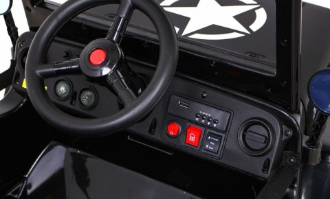 Auto na akumulator Retro Wojskowy 4x4 EVA Pilot MP3 LED Auto na akumulator Retro Wojskowy 4x4 EVA Pilot MP3 LED