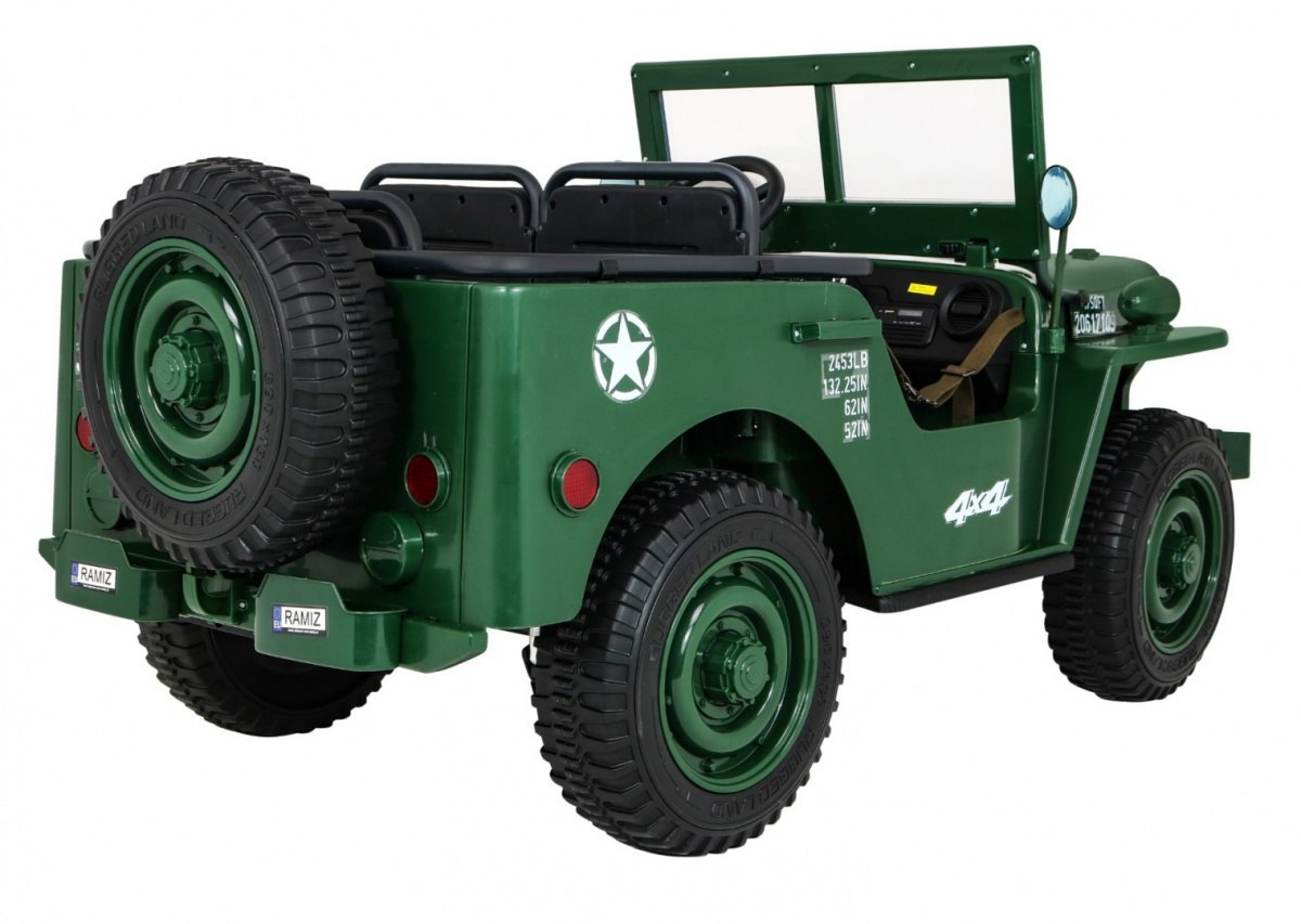 Auto na akumulator Retro Wojskowy 4x4 Zielony Auto na akumulator Retro Wojskowy 4x4 Zielony