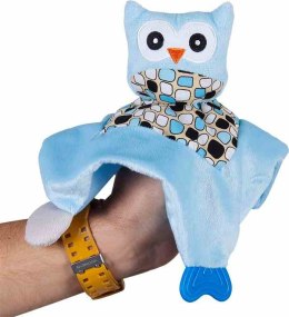 Zabawka pluszowa z gryzakiem przytulanka z sówką niebieska