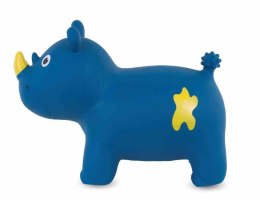 Skoczek gumowy dla dzieci NOSOROŻEC 57 cm niebieski do skakania z pompką